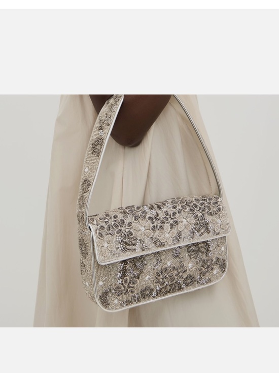 STAUD Handbags - STAUD TOMMY BEADED SILVER GARDEN PARTY Shoulder Bag